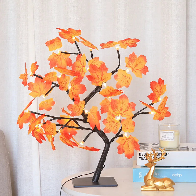 LED Rose Leaf Table Lamp USB Christmas Tree Fairy Light Night Lights Home DIY Party Wedding Bedroom Decoration Mother'S Day Gift