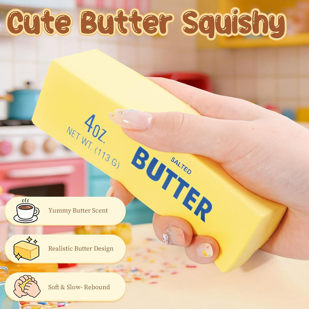 Squeeze Butter Stress Relief Toy - Slow Rebound Sensory Squishy, 5.5"X1.5" for Adults, Novelty Office Desk Decor (A-1PC)
