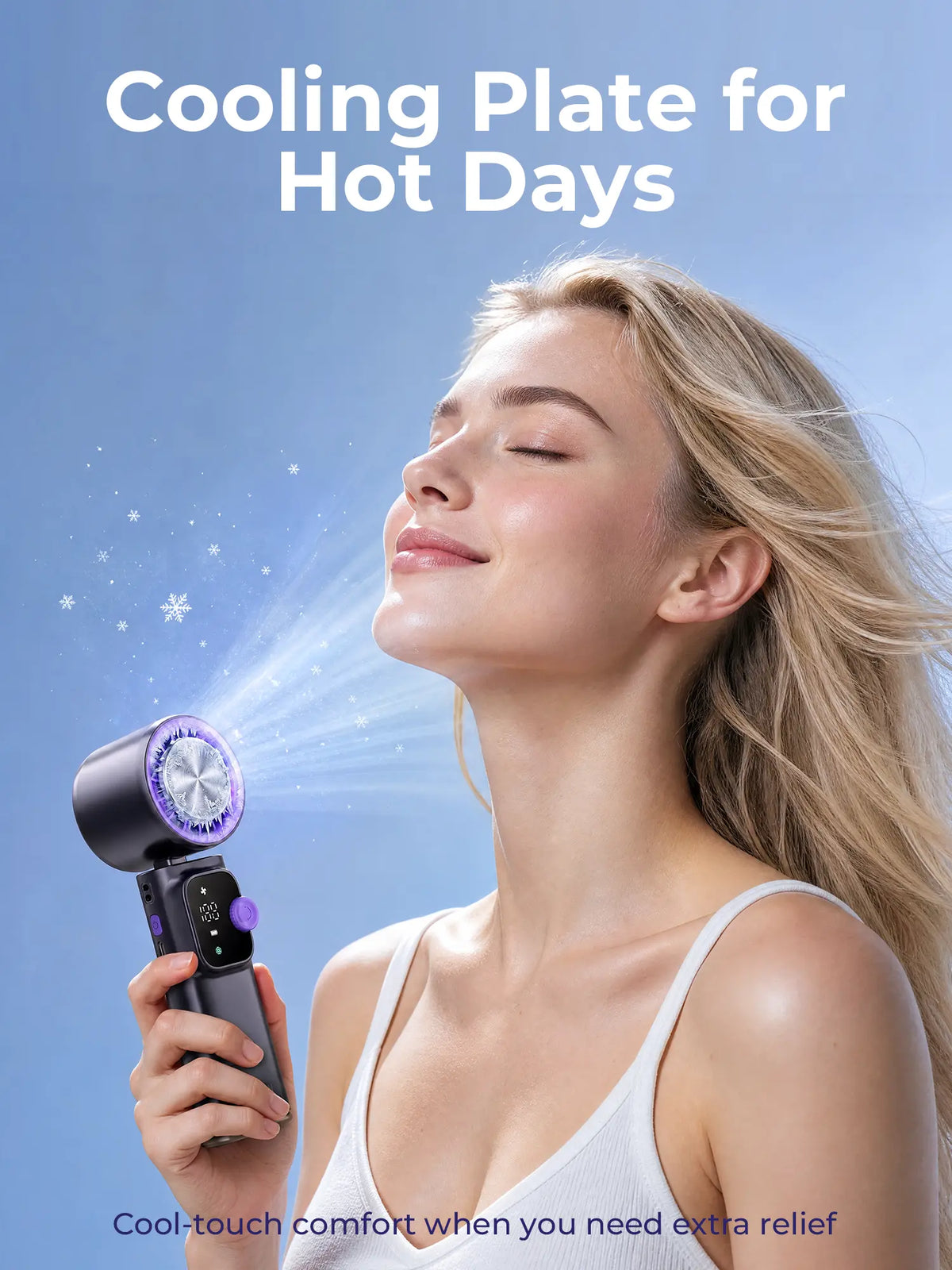 Cordless Portable Cooling Fan with 199-Speed Wind Control – Foldable Rechargeable Ice Fan for Indoor & Outdoor Use
