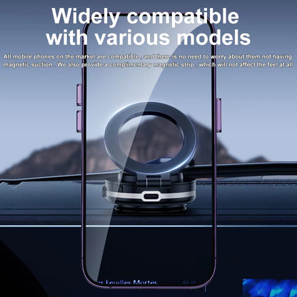 Electric Magnetic Car Phone Holder with Suction Cup | 360° Rotating Folding Mount