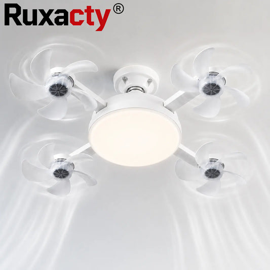 LED Ceiling Fan Light with Remote Control – 19.7" Foldable Screw-In E26 Socket Fan, Quiet Ceiling Fan for Bedroom, Kitchen, Garage & Office