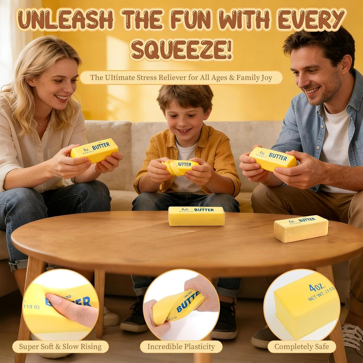 Squeeze Butter Stress Relief Toy - Slow Rebound Sensory Squishy, 5.5"X1.5" for Adults, Novelty Office Desk Decor (A-1PC)