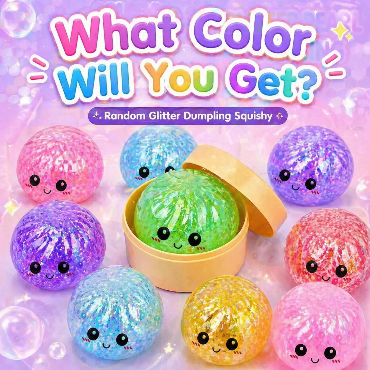 12 Psc per Box Glitter Dumpling Squishy - Random Glitter Dumpling Box, Dumplings Squishy Toy, More Surprises (Random) Stress Glutinous