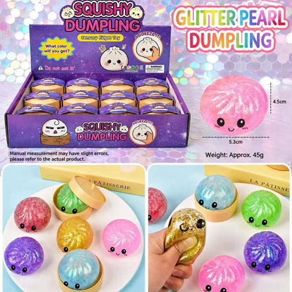 12 Psc per Box Glitter Dumpling Squishy - Random Glitter Dumpling Box, Dumplings Squishy Toy, More Surprises (Random) Stress Glutinous