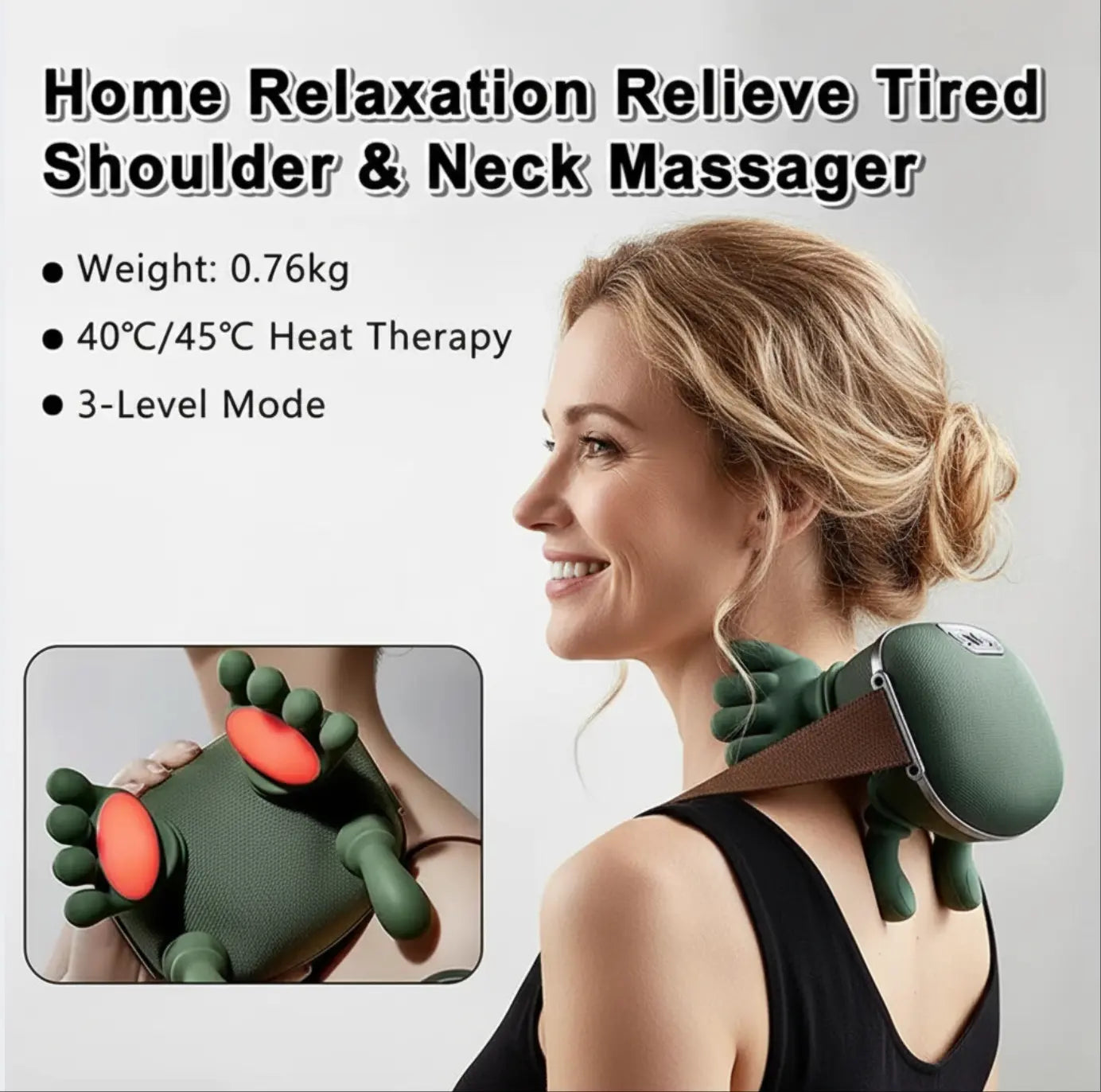 Neck Massager for Pain Relief Deep Tissue, Neck Massage with Heat, Cordless Red Light Massager for Back and Shoulder Pain, Deep Kneading Back Massager, Gift for Mom Dad