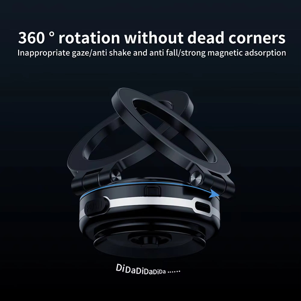Electric Magnetic Car Phone Holder with Suction Cup | 360° Rotating Folding Mount