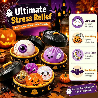 Halloween Ghost Maruko Squeeze Toy Set - Portable Stress Relief Toys for Party Favors and Holiday Gifts