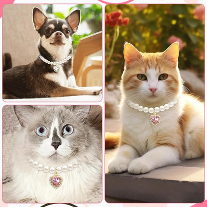 Premium 2-Piece Adjustable Cat Collar Set with Rhinestones, Durable and Fade-Resistant, Ideal for Weddings, Holidays, and Birthdays (9.84-13.78In)