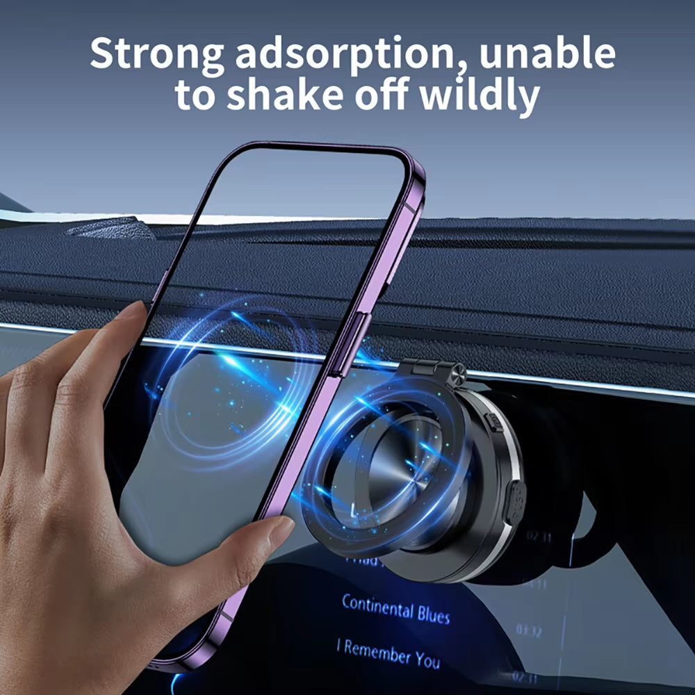 Electric Magnetic Car Phone Holder with Suction Cup | 360° Rotating Folding Mount